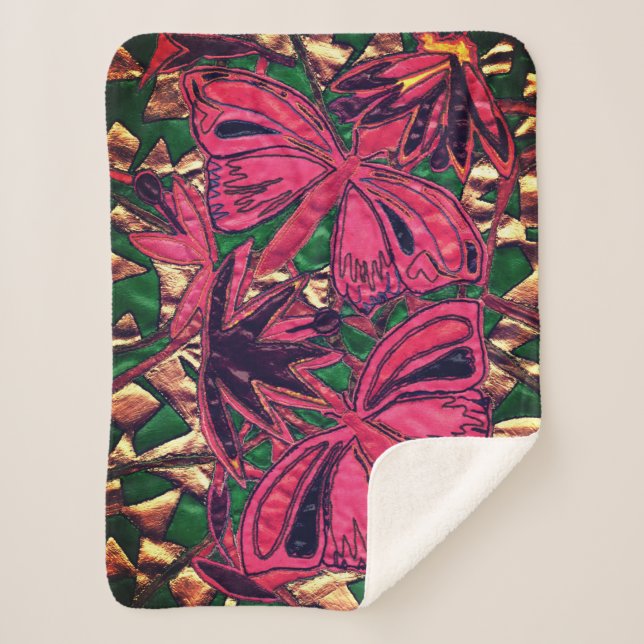 Rosa Schmetterlinge Sherpadecke (Vorderseite)