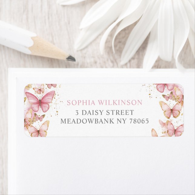 Rosa Schmetterlinge Süß 16 Quince 15 Rücksendeadre (Insitu)
