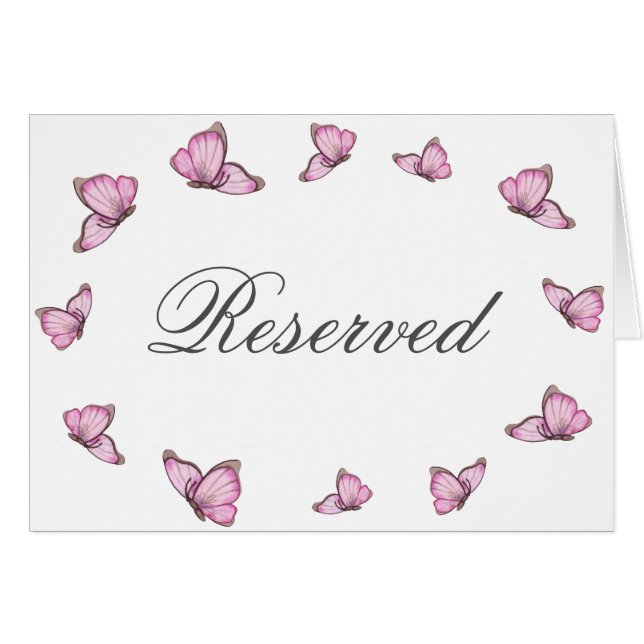 Rosa Schmetterlinge. Tischkarte für Hochzeiten res (Vorderseite (Horizontal))