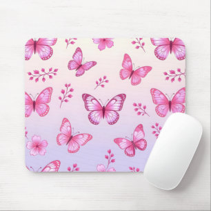 Rosa Schmetterlinge und Blumenmuster Mousepad