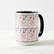 Rosa Schmetterlinge und Herzen Romantische Kombita