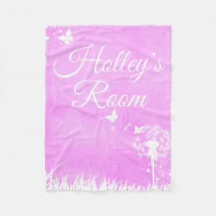 Rosa Schmetterlinge und Personalisierte Herzen Fleecedecke