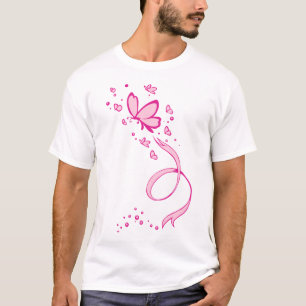 Rosa Schmetterlings-Band-Brustkrebs-Bewusstsein T-Shirt