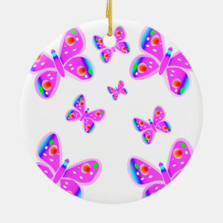 Rosa Schmetterlings-Weihnachtsverzierung Keramikornament