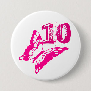 Rosa Schmetterlingsknopf für Alter 10. Button