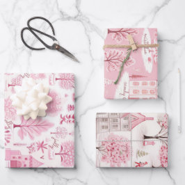 Rosa Schnee Winter Wunderland Weihnachten Geschenkpapier Set
