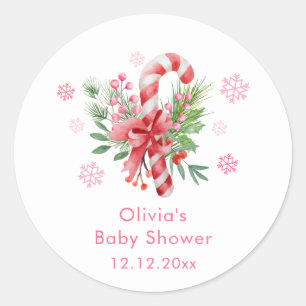 Rosa Schneeblatt Festliche Zuckerpuppe Baby Shower Runder Aufkleber