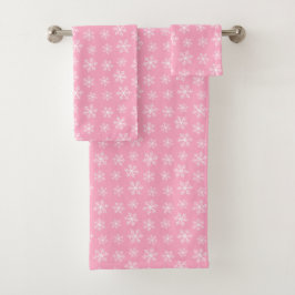 Rosa Schneeflocke Badetuch Set