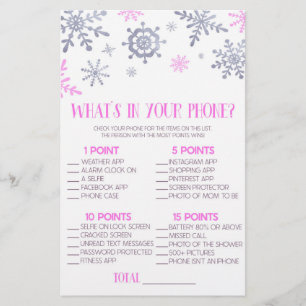 Rosa Schneeflocke im Handy Baby Duschspiel Briefpapier