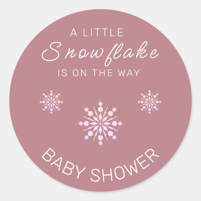 Rosa Schneeflocke ist auf dem Weg zur Babydusche Runder Aufkleber (Vorderseite)