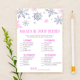 Rosa Schneeflocke Was in Purse Baby Shower Game is Briefpapier