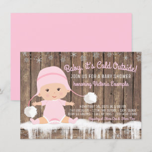 Rosa Schneeflocken-Baby, es ist kalt draußen, Baby Einladung