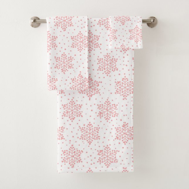 Rosa Schneeflocken Badhandtuch Set (Insitu)