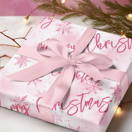 Rosa Schneeflocken Freude Lachen Heilige Weihnacht Geschenkpapier