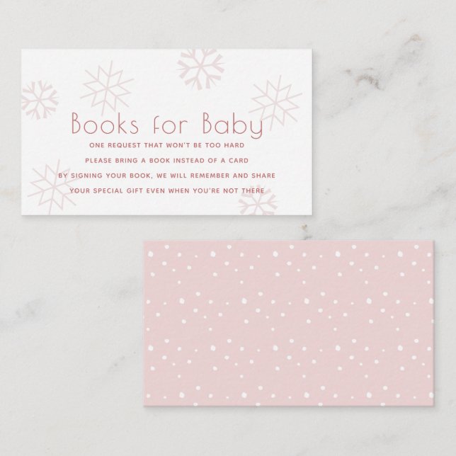 Rosa Schneeflocken Kinderduschbücher für Baby Encl Begleitkarte (Vorne/Hinten)