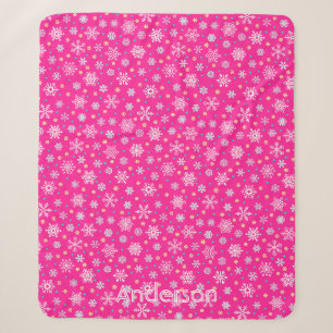 Rosa Schneeflocken Moderner Chic Individuelle Name Sherpadecke
