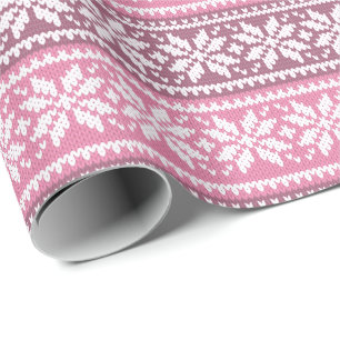 Rosa Schneeflocken Strickpullover Muster Winter Geschenkpapier