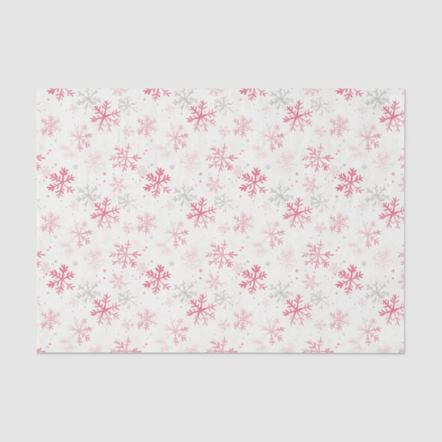 Rosa Schneeflocken Weihnachten Seidenpapier (Vorderseite)