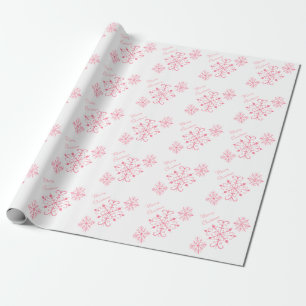 Rosa Schneeflocken Weihnachtspapier Geschenkpapier