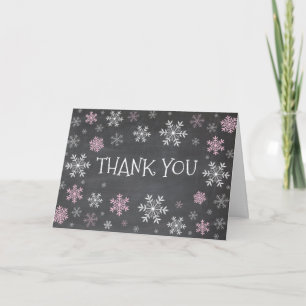 Rosa Schneeflocken Winter Tafel Thank You Karte
