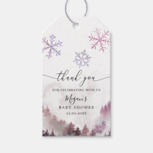 Rosa Schneeflocken Winter Wonderland Babydusche  Geschenkanhänger