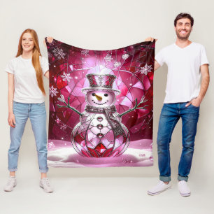 Rosa Schneemann-Schneeflocken-Fleece-Decke Fleecedecke