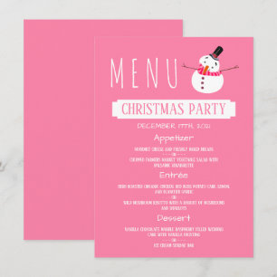Rosa Schneemann, Weihnachts-Party-Menü Einladung
