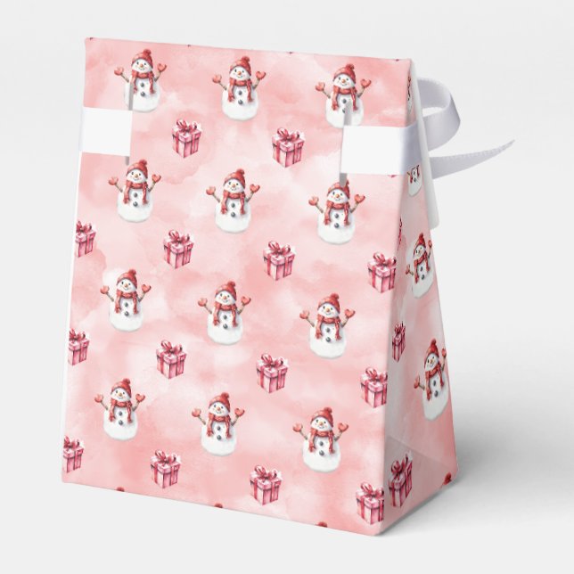 Rosa Schneemann Winter Geschenkschachtel (Rückseite)
