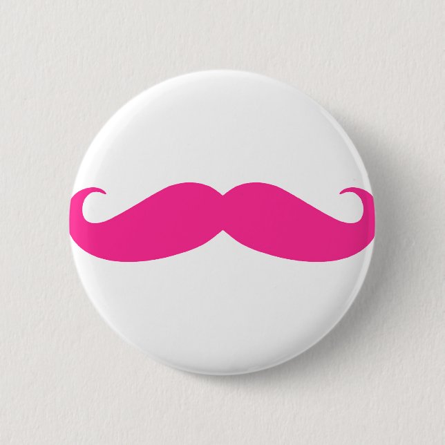 Rosa Schnurrbart Stache Entwurf Button (Vorderseite)