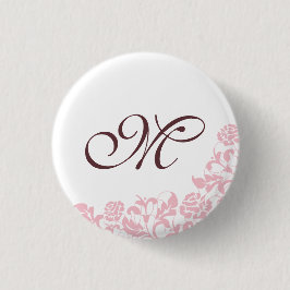 Rosa-Schnürsenkel Initialskriptmonogramm Button