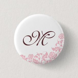Rosa-Schnürsenkel Initialskriptmonogramm Button