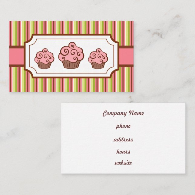 Rosa Schokolade Cupcakes Business Card Visitenkarte (Vorne/Hinten)