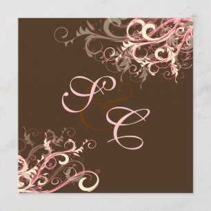 Rosa Schokoladen-Creme-Swirls-Hochzeitseinladungen Einladung