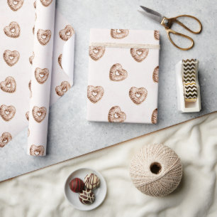 Rosa Schokoladen-Herzen Geburtstag Geschenkpapier