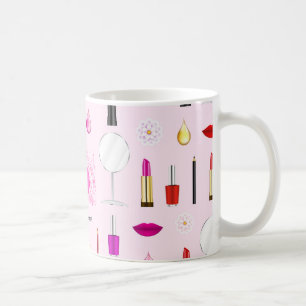Rosa Schönheit und Make-up-Muster Kaffeetasse