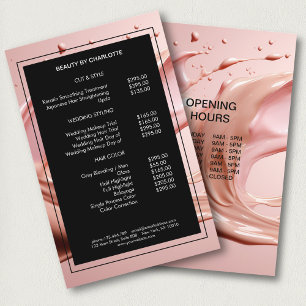 Rosa Schönheitssalon-Preisliste Flyer