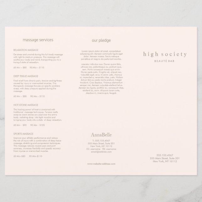 Rosa Schönheitssalon Wellness-Center TriFold Brosc (Vorderseite)