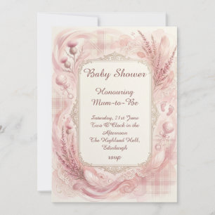 Rosa-Schottenblumen-Baby-Shower-Einladung Einladung