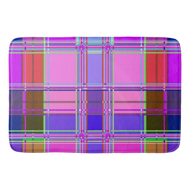 Rosa Schottenstoff-Musterstoff Madras Badematte (Vorderseite)