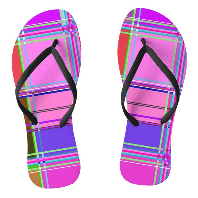 Rosa Schottenstoff-Musterstoff Madras Flip Flops (Fußbett)