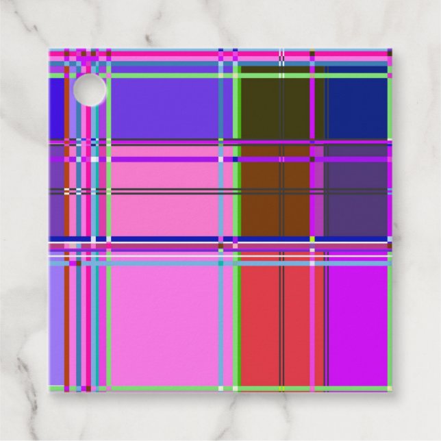 Rosa Schottenstoff-Musterstoff Madras Geschenkanhänger (Vorderseite)
