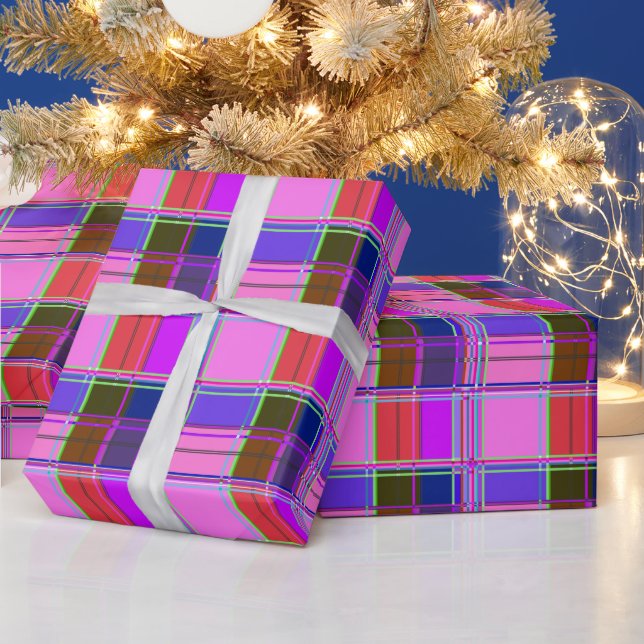 Rosa Schottenstoff-Musterstoff Madras Geschenkpapier (Feiertage)