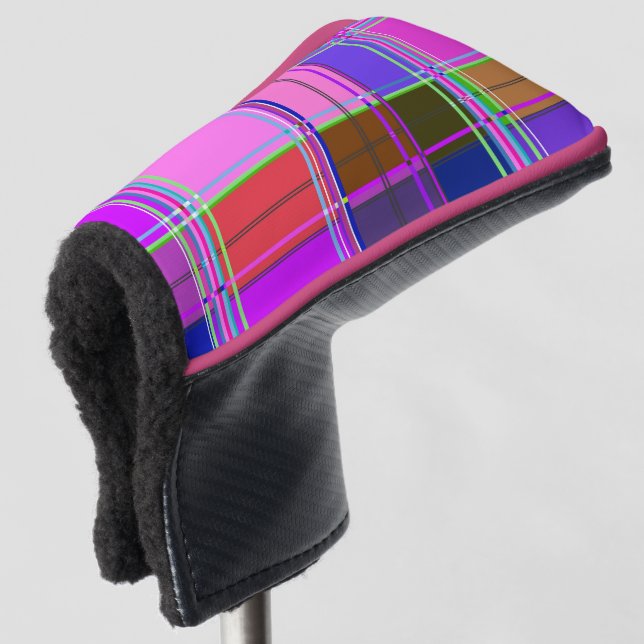 Rosa Schottenstoff-Musterstoff Madras Golf Headcover (3/4 Vorderseite)