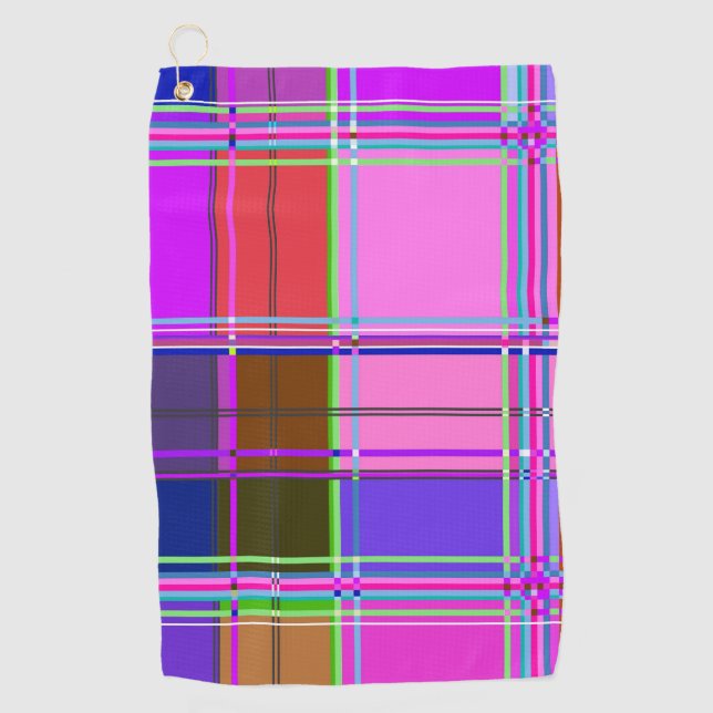 Rosa Schottenstoff-Musterstoff Madras Golfhandtuch (Vorderseite)