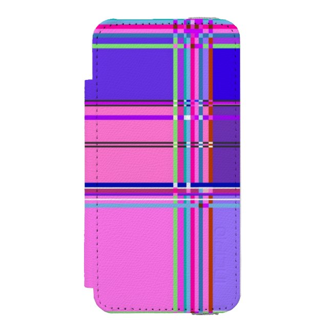 Rosa Schottenstoff-Musterstoff Madras Incipio iPhone Geldbeutel-Hülle (Folio Vorderseite)
