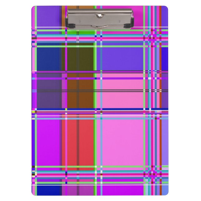 Rosa Schottenstoff-Musterstoff Madras Klemmbrett (Vorderseite)
