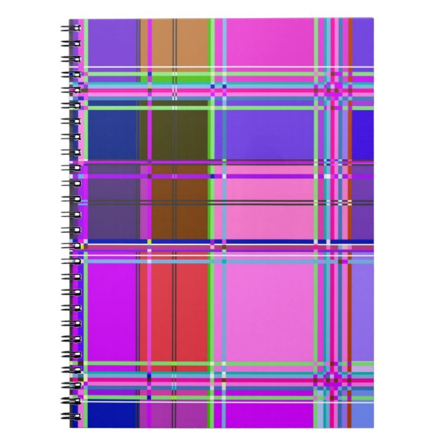 Rosa Schottenstoff-Musterstoff Madras Notizblock (Vorderseite)
