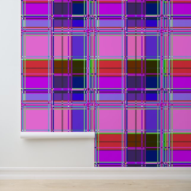Rosa Schottenstoff-Musterstoff Madras Tapete (Anwendung)