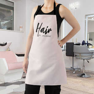 Rosa Schreibschrift-Logo Friseursalon-Mitarbeiter Schürze