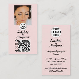 Rosa Schreibschrift Social Icon QR Code Foto Wimpe Visitenkarte